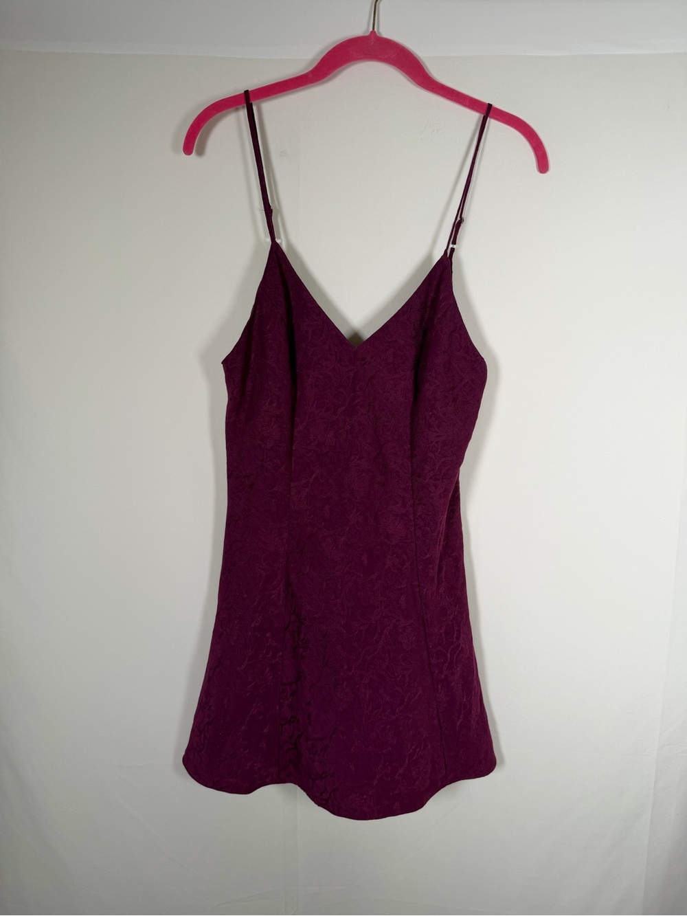 Vintage Cacique Plum V-Neck Lace-Textured Slip Dress Fairygrunge